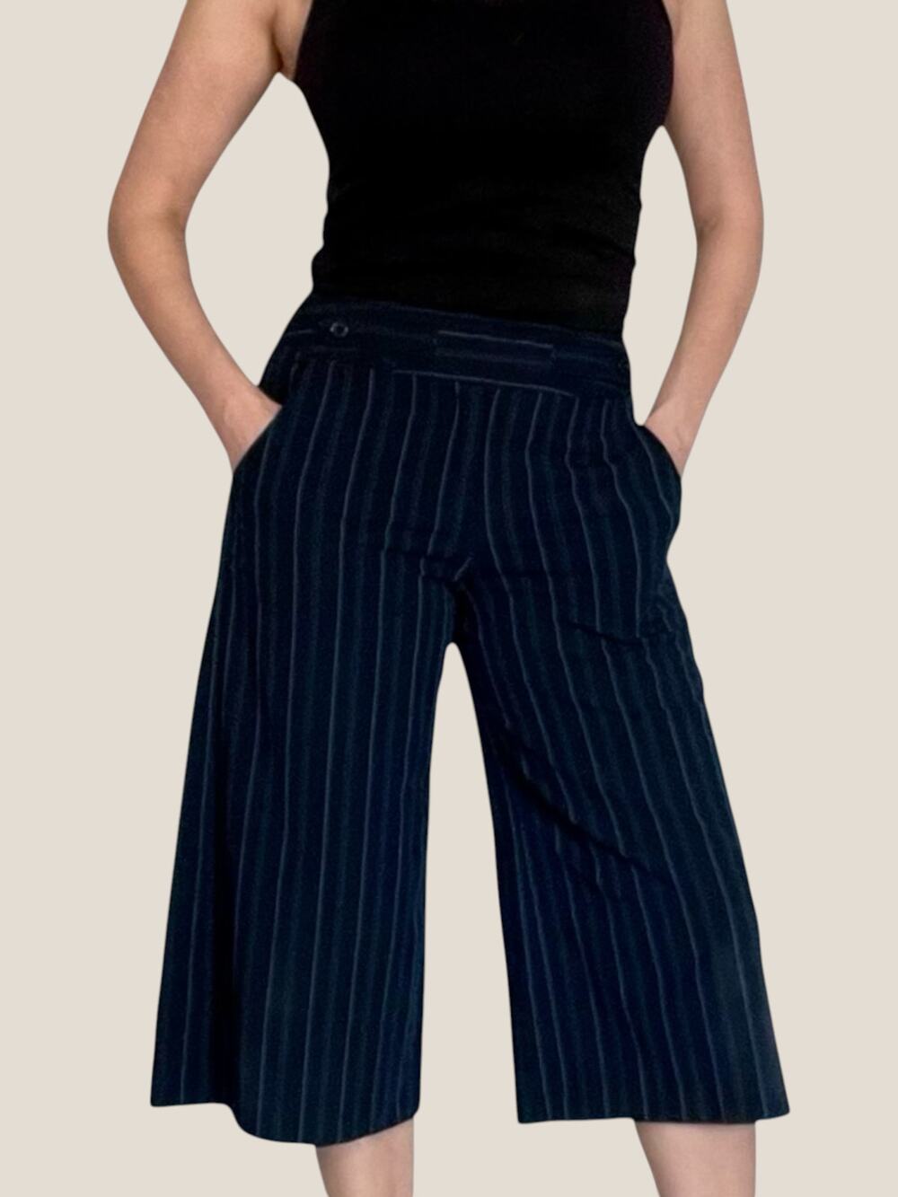 Larry Levine Vintage 90s Pinstripe Culottes High Waist Wide Leg Size 6